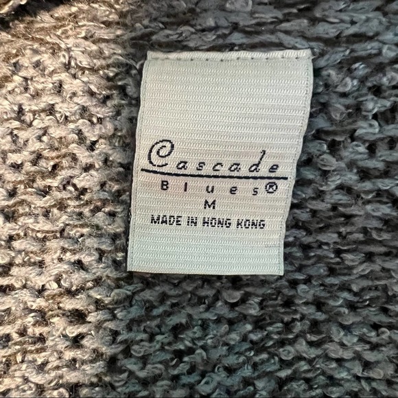 Cascade Blues Long Line Long Sleeved Blue & Black Open Knit Cardigan M - Picture 8 of 12